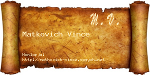 Matkovich Vince névjegykártya